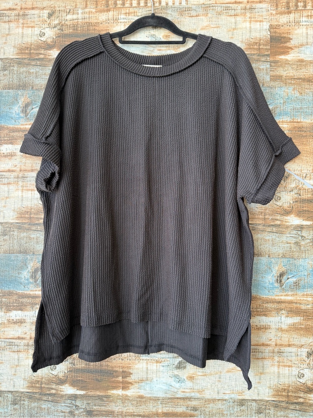 Zenana Relaxed Ribbed Knit Short Sleeve Top - Black
Plus Size